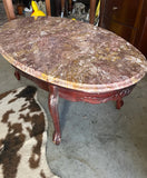 Vintage Marble Top Coffee Table With Detailed Wood Base