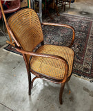 1970s Vintage Prague Model Wooden and Caned Accent Chair