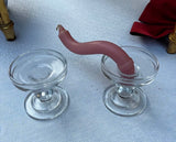 Pair of Glass Champagne Style Candlestick Holders