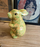 Decoupage Ceramic Floral Bunny Sculpture