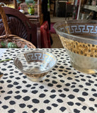 Pair of Gold Accent Greek Key Serving Glass Bowls