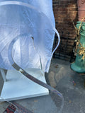 Pair of Lucite Miami Vice Swan Chairs With Standing Clock Side Table