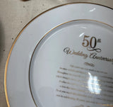 Pair of 50th Anniversary Ceramic Decorative Plates With Gold Accents