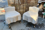 1970s Trompe L'oeil John Dickinson Set of 3 Draped Vanity Chairs