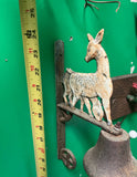 Vintage Iron Wall Hanging Dinner Bell With Deer Figures