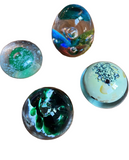 Collection of Green Glass Vintage Paperweights- Set of 4