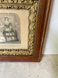 Antique Ladies Print in Wooden Frame