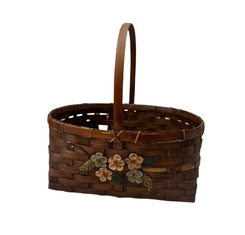 Hand Woven Basket With Flower Details