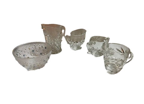 Collection of Glass Bowls and Creamer Cups- Set of 5