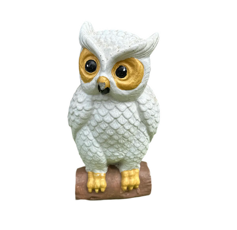 Stone Painted Owl Sculpture