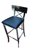 Single Vintage Black Leather and Chrome Bar Stool