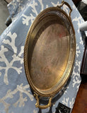 1970s Heavy Brass Etched Detailed Decorative Tray