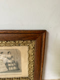 Antique Ladies Print in Wooden Frame