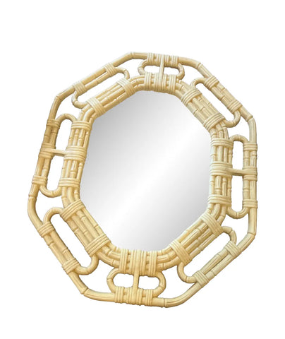 Vintage Faux Bamboo Cream Colored Wall Mirror