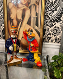 Pair of Clown Decanter and Papier-Mâché Bar Car Accessories
