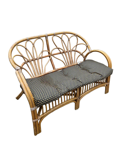 Albini Style Bamboo Settee With Polka Dot Cushion