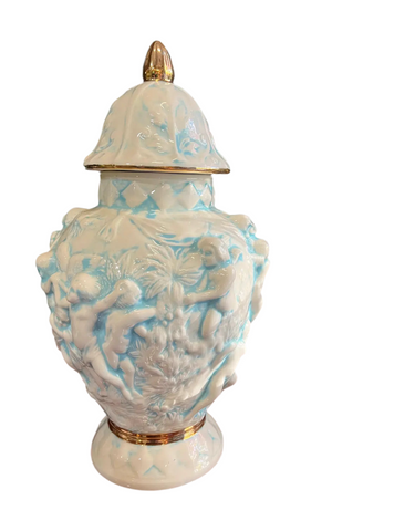 Hint of Blue Venetian Style Ceramic Jar