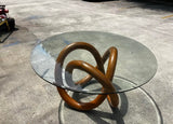 Wooden Knot Dining Table With Glass Top