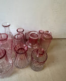 Instant Collection of Pink Glass Miniature Vases- Set of 13