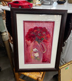 Vintage Red and Pink Floral Framed Print
