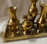 Gold Candleholders on Attached Tray