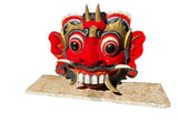 Vintage Balinese Barong Rangda Mask Art Piece on Stand