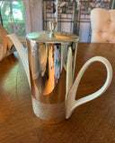 White Ceramic Creamer Cup With Silverplate Cover