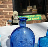 Trio of Blue Glass Jars and Bottles