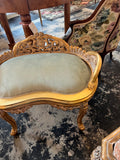 Regal Gold Wooden Bench With Velvet Seating