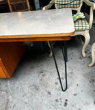 Vintage Petite Wooden Desk With Iron Legs
