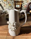 White Ceramic Floral Vintage Pitcher