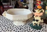 White Ceramic Iridescent Geometric Decorative Bowl