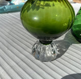 Trio of Green Glass Vases