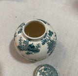 Small Teal and White English Jar