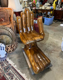 1970s Pedro Friedeburg Hand Foot Chair Heavy Solid Wood