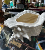 Pair of Large White Ceramic Shell Style Planters