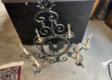 Vintage Black Metal Rustic Style Rooster Chandelier With Leaf Accents