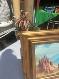 Small Gold Framed Tree Stump Painting on Canvas, Signed by the Artist
