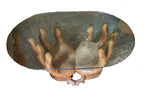 Rare Wooden Hand Carved Hands Table Skirted Base