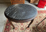 Vintage Stone and Hand Carved Wooden Side Table