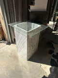 Geometric Marble Table and Scalloped Glass Top, Adjustable Base, Multiple Glass Options
