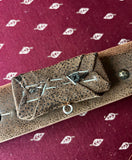 Vintage Horns and Leather Wall Hanging With Studded Details