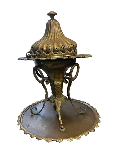 Large Vintage Brass Detailed Samovar and Decorative Stand