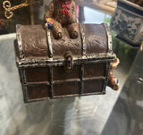 Heavy Metal Chest Style Doorstop With Teddy Bear Accents