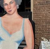 Oversized Wooden Painted Cutout of Elizabeth Taylor