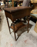 Wooden Mid Century Modern Beside Table With Rose Painted Details