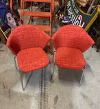 Pair of Red Abstract Coalesse Steelcase Accent Chairs