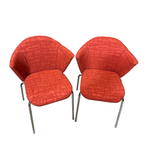 Pair of Red Abstract Coalesse Steelcase Accent Chairs