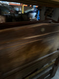 Double Twin Wooden Headboard With Brass Accents