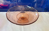 Pink Depression Glass Pedestal Dish With Etching